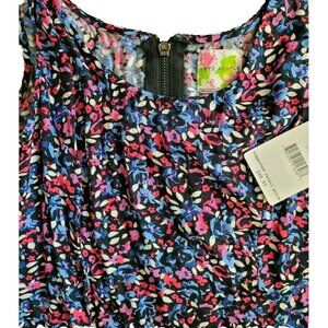 Free People Floral Tiered Ruffle Exposed Zipper Tank Tunic Mini Dress NWT Size 0